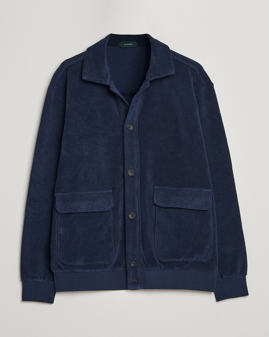 Mies | Puserot | Zanone | Terry Cotton Jersey Jacket Navy