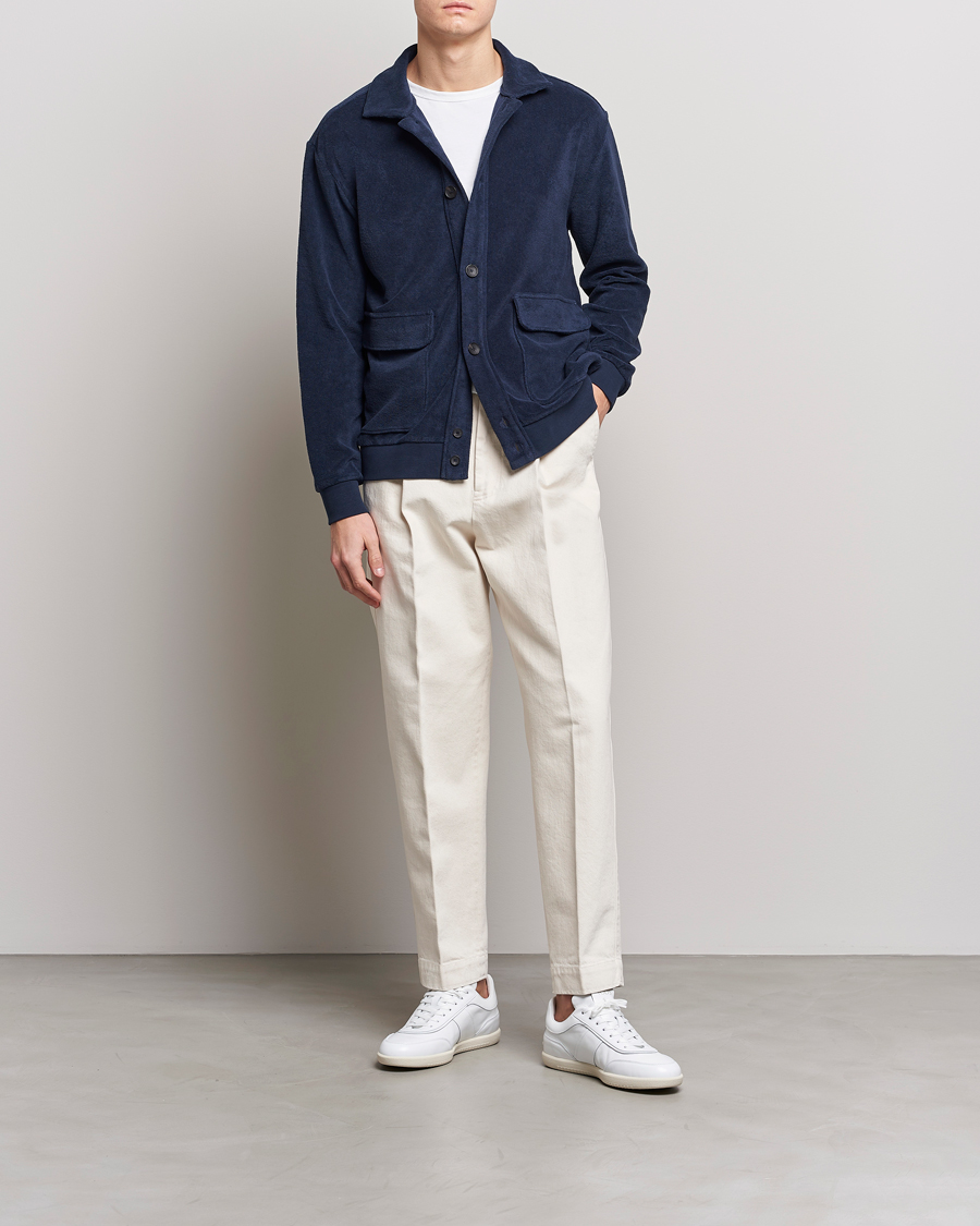 Mies | Puserot | Zanone | Terry Cotton Jersey Jacket Navy