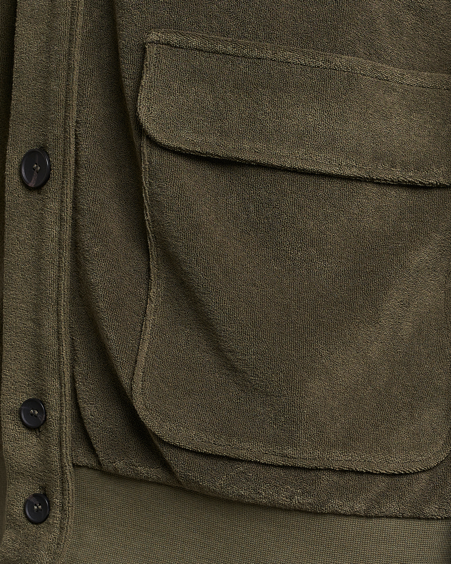 Mies | Puserot | Zanone | Terry Cotton Jersey Jacket Dark Olive