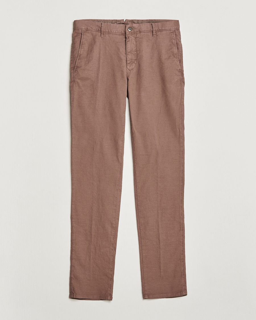 Mies | Housut | Incotex | Slim Fit Cotton/Linen Slacks Brown