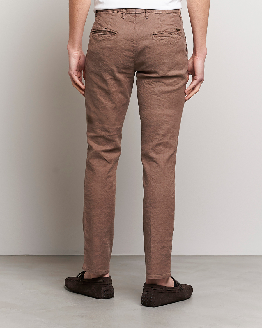 Mies | Housut | Incotex | Slim Fit Cotton/Linen Slacks Brown