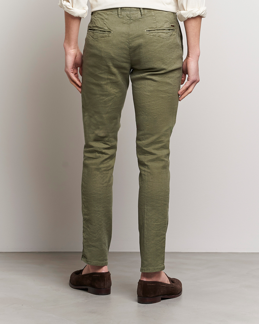 Mies | Housut | Incotex | Slim Fit Cotton/Linen Slacks Olive