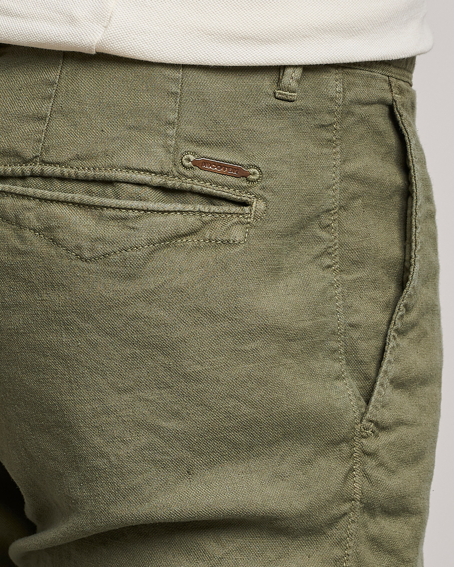 Mies | Housut | Incotex | Slim Fit Cotton/Linen Slacks Olive