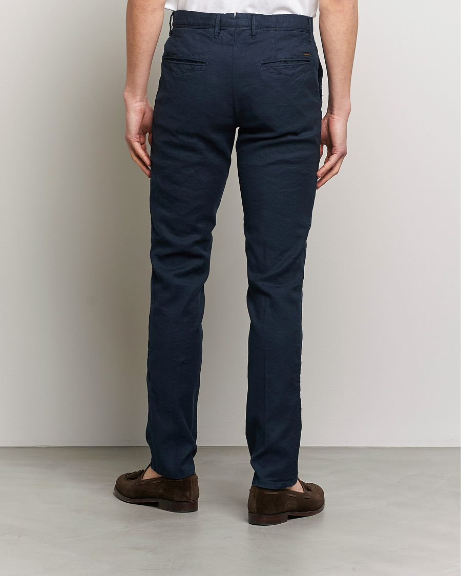 Mies | Housut | Incotex | Slim Fit Cotton/Linen Slacks Navy