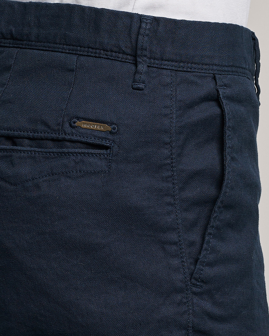 Mies | Housut | Incotex | Slim Fit Cotton/Linen Slacks Navy