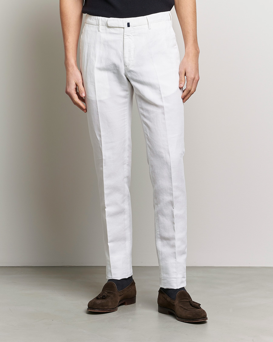 Mies | Pellavahousut | Incotex | Slim Fit Chinolino Trousers White