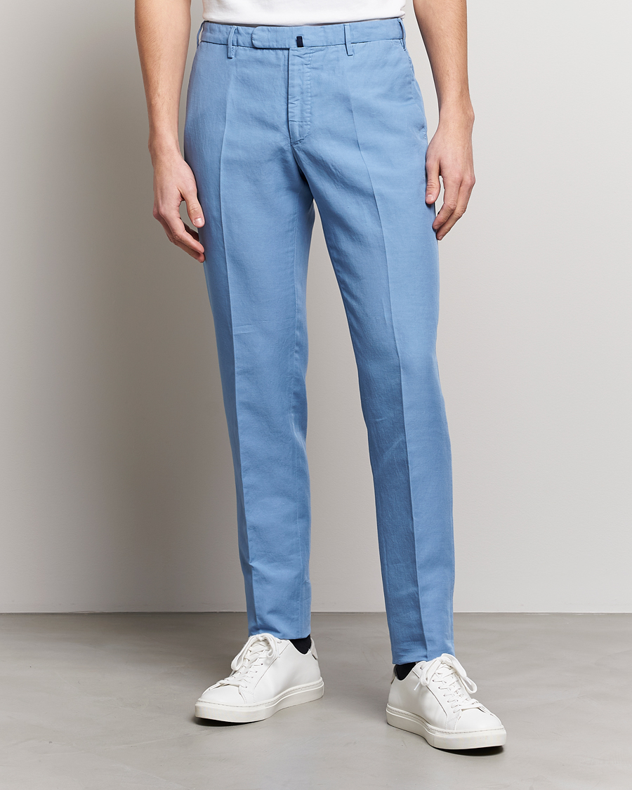 Mies | Pellavahousut | Incotex | Slim Fit Chinolino Trousers Light Blue