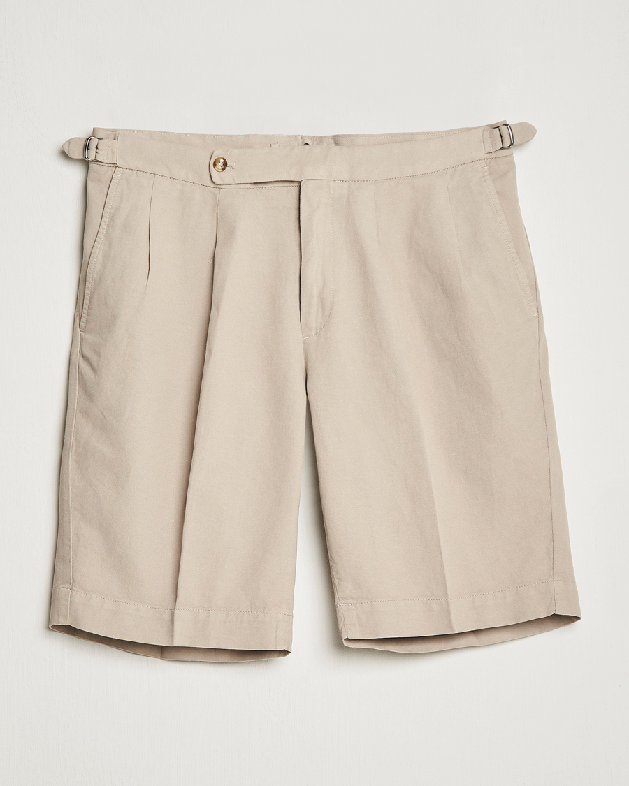 Mies | Shortsit | Incotex | Pleated Chinolino Shorts Beige