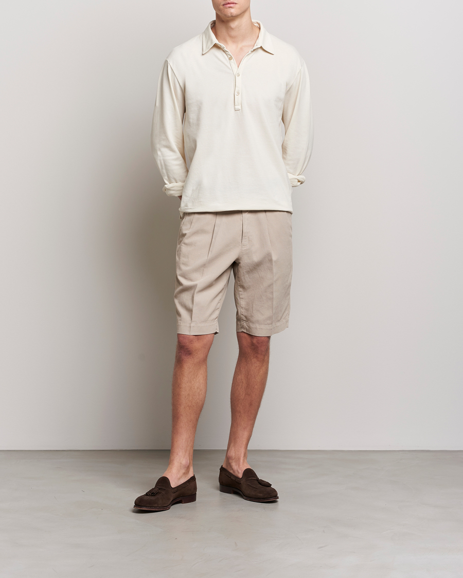 Mies | Shortsit | Incotex | Pleated Chinolino Shorts Beige