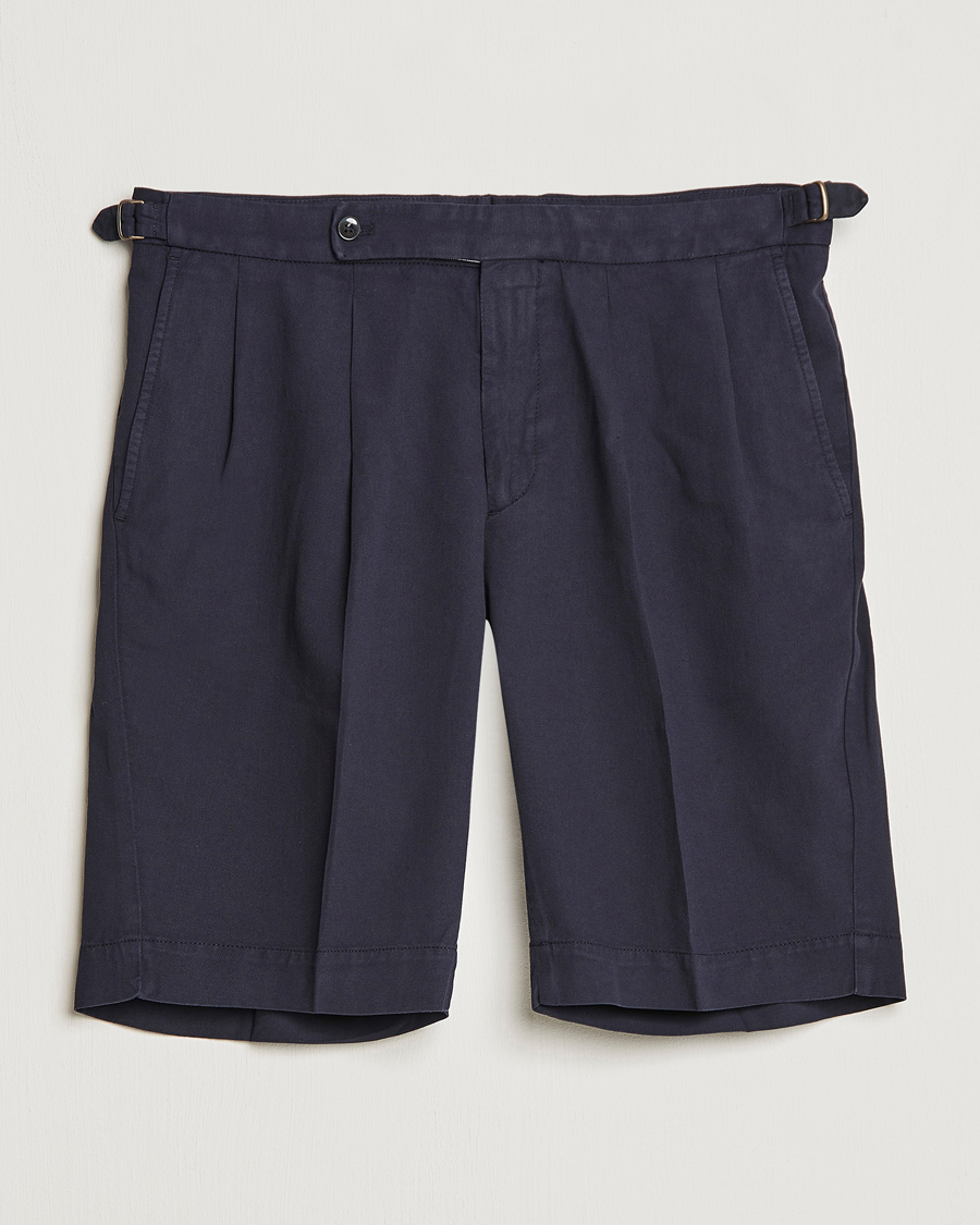 Mies | Shortsit | Incotex | Pleated Chinolino Shorts Navy