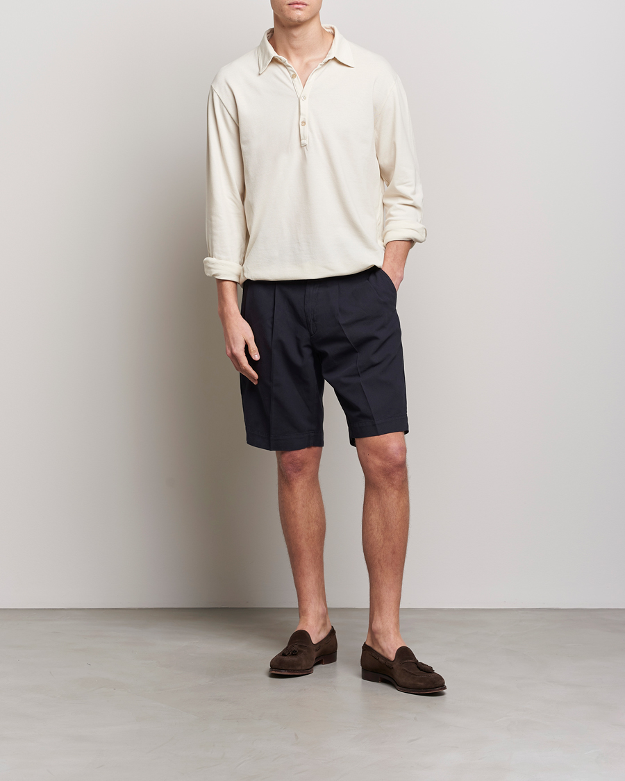 Mies | Shortsit | Incotex | Pleated Chinolino Shorts Navy