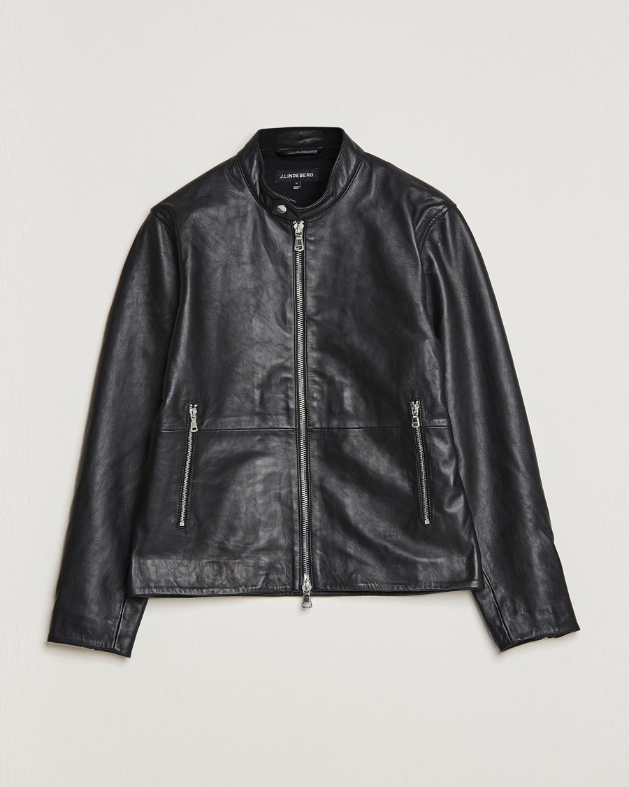 Mies | Takit | J.Lindeberg | Boris Biker Leather Jacket Black