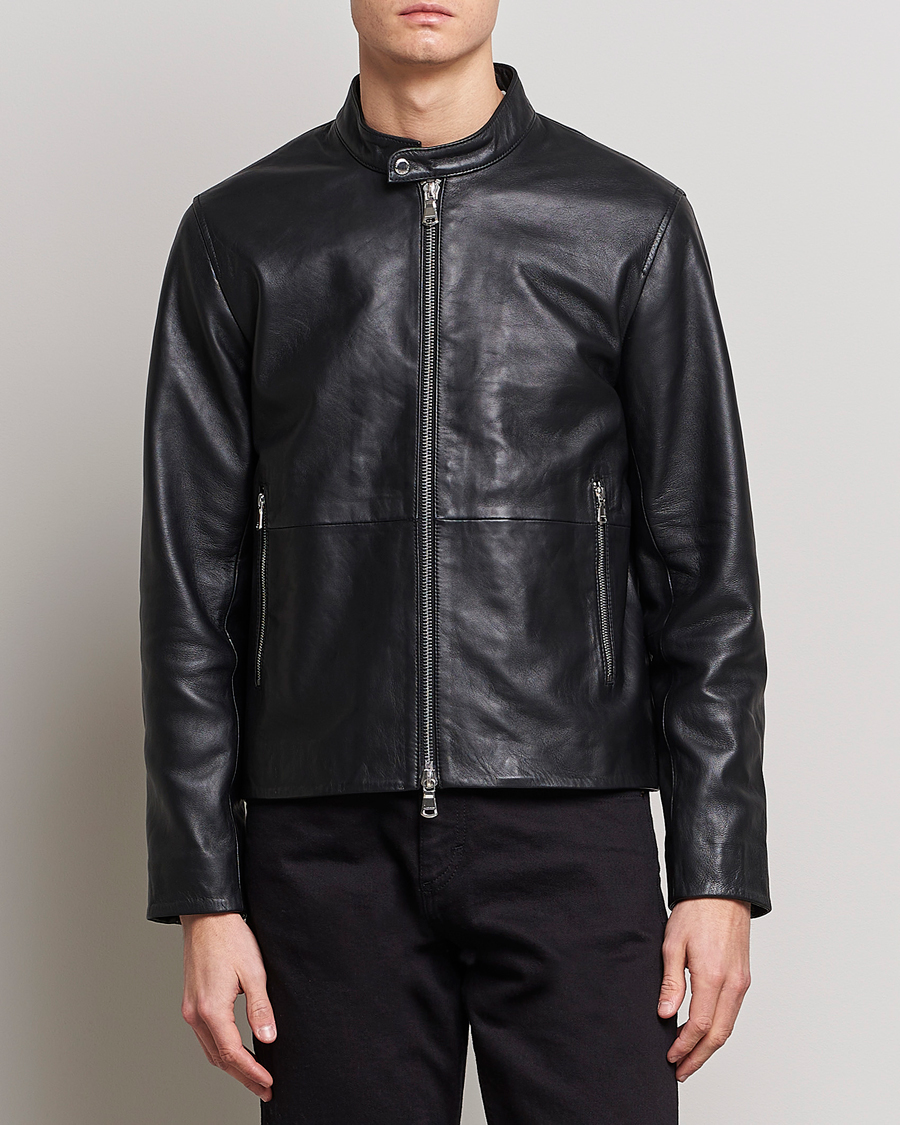 Mies | J.Lindeberg | J.Lindeberg | Boris Biker Leather Jacket Black