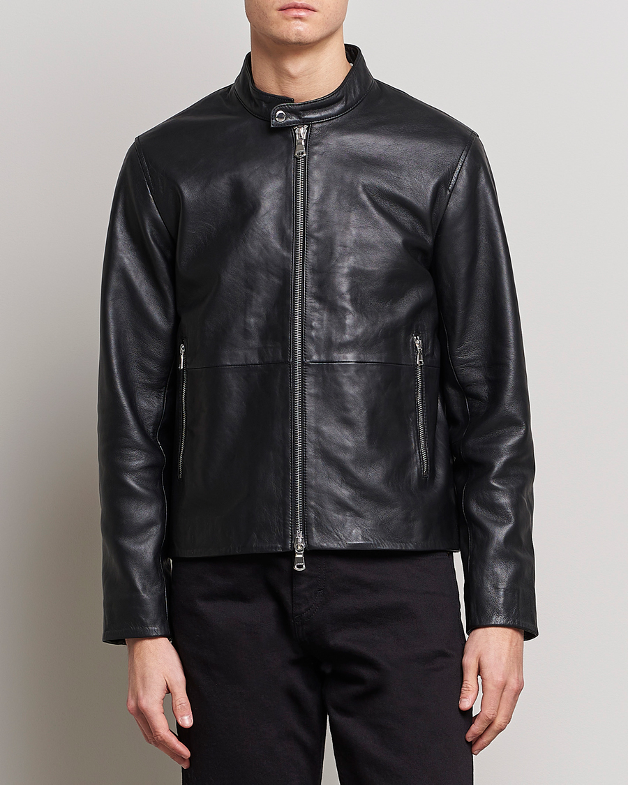 Mies | Takit | J.Lindeberg | Boris Biker Leather Jacket Black