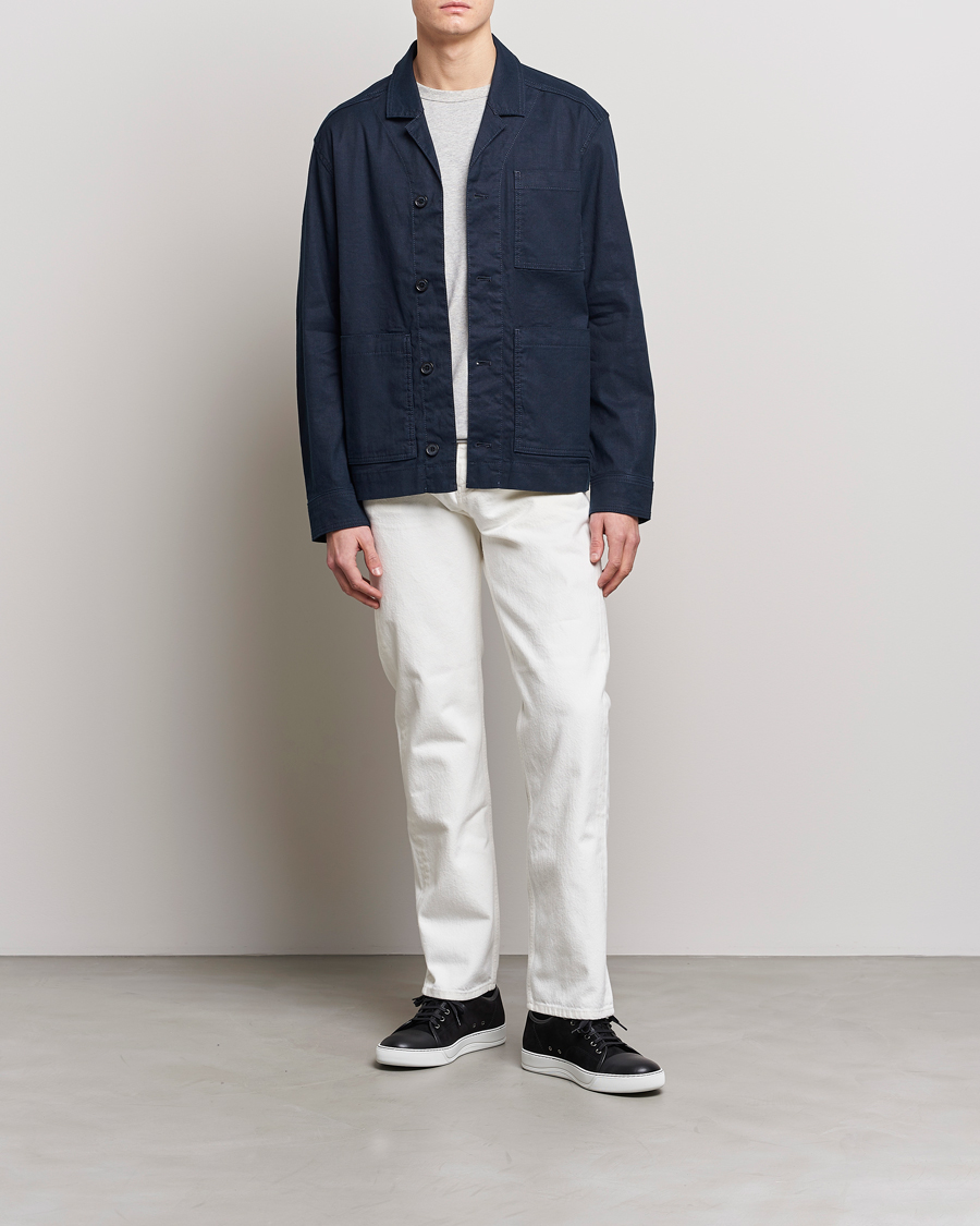 Mies | Kauluspaidat | J.Lindeberg | Errol Linen/Cotton Workwear Overshirt Navy