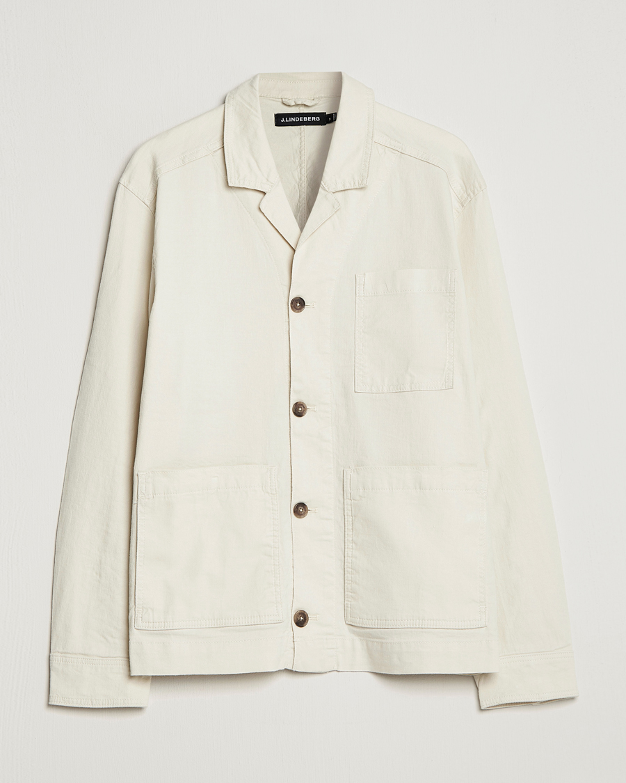 Mies | Kauluspaidat | J.Lindeberg | Errol Linen/Cotton Workwear Overshirt Turtledove