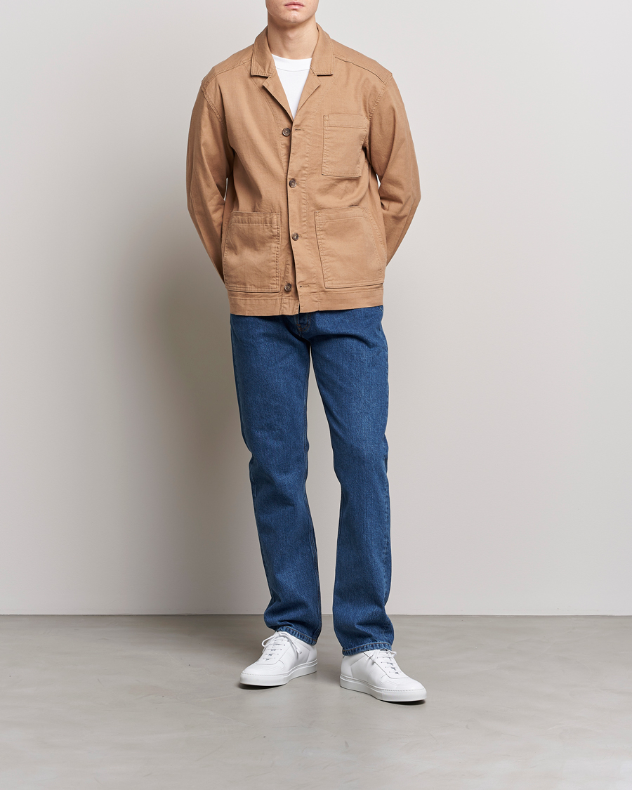 Mies | Kauluspaidat | J.Lindeberg | Errol Linen/Cotton Workwear Overshirt Tiger Brown