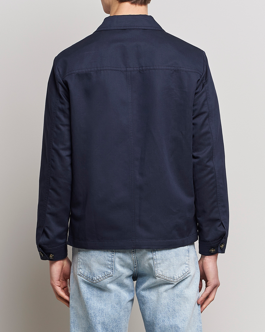 Mies | Kauluspaidat | J.Lindeberg | Jason Cotton/Linen Stretch Zip Overshirt Navy