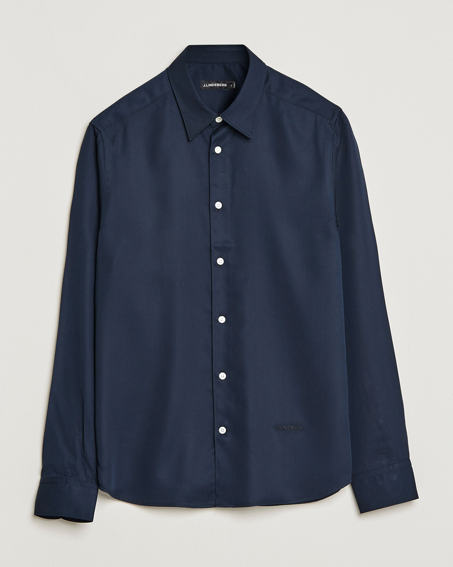 Mies | Kauluspaidat | J.Lindeberg | Slim Fit Comfort Tencel Shirt Navy