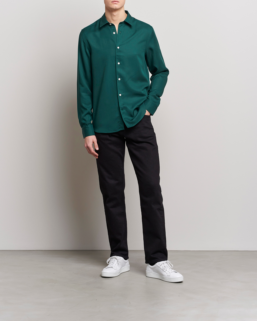 Mies | Kauluspaidat | J.Lindeberg | Slim Fit Comfort Tencel Shirt Rain Forest