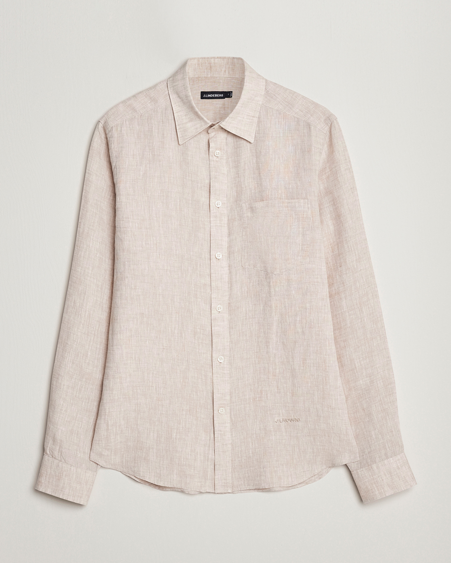 Mies | Kauluspaidat | J.Lindeberg | Slim Fit Linen Melange Shirt Safari Beige
