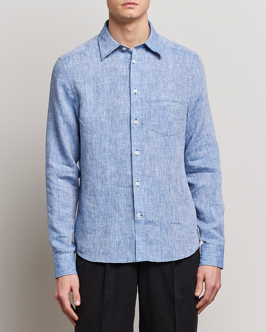 Mies |  | J.Lindeberg | Slim Fit Linen Melange Shirt Lapis Blue