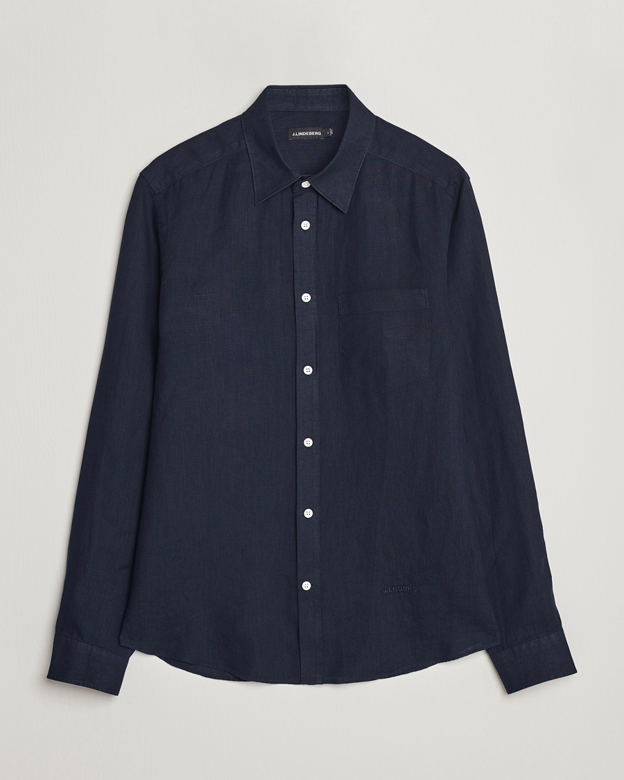 Mies | Kauluspaidat | J.Lindeberg | Slim Fit Clean Linen Shirt Navy