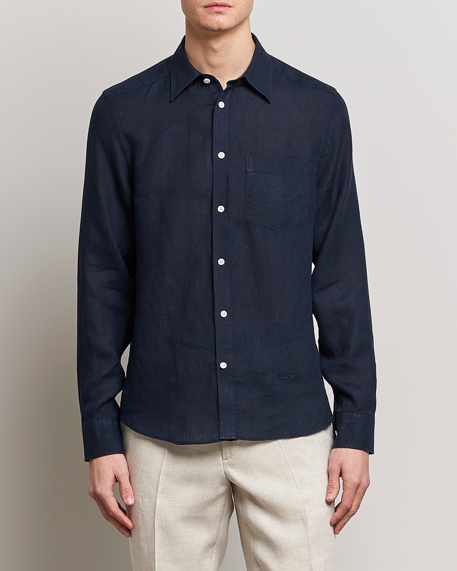 Mies | Pellavapaidat | J.Lindeberg | Slim Fit Clean Linen Shirt Navy