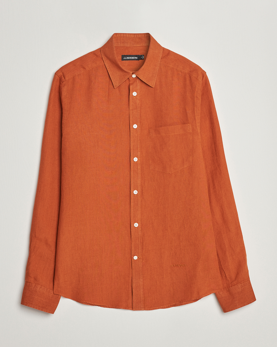 Mies | Kauluspaidat | J.Lindeberg | Slim Fit Clean Linen Shirt Bombay Brown
