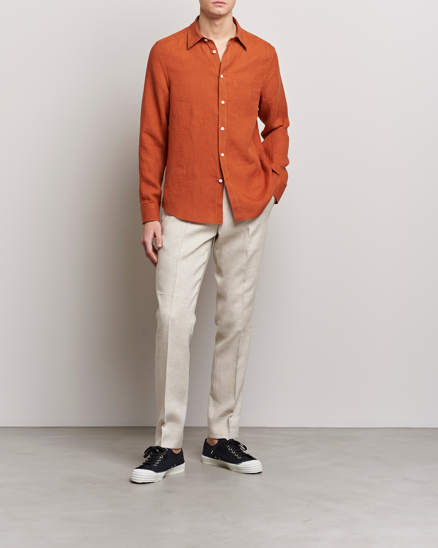 Mies | Kauluspaidat | J.Lindeberg | Slim Fit Clean Linen Shirt Bombay Brown