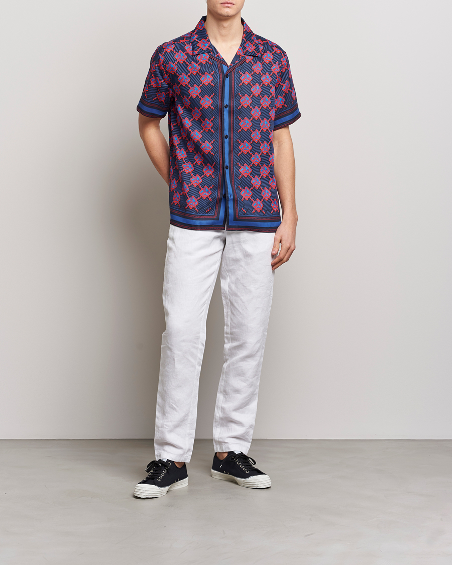 Mies | Kauluspaidat | J.Lindeberg | Elio Diamond JL Print Short Sleev Lyocell Shirt Navy