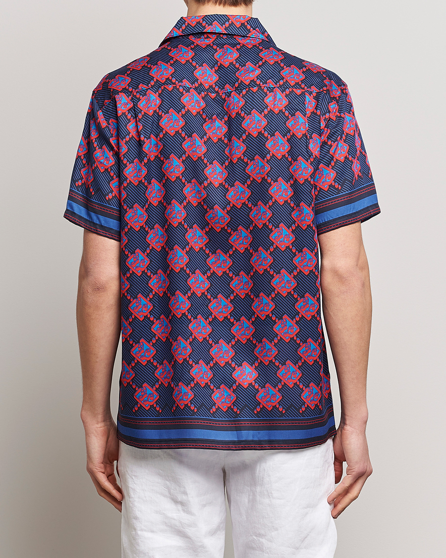 Mies | Kauluspaidat | J.Lindeberg | Elio Diamond JL Print Short Sleev Lyocell Shirt Navy