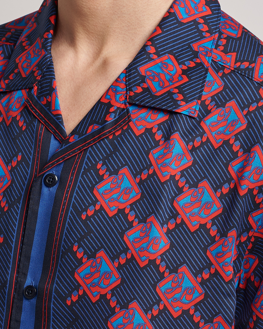 Mies | Kauluspaidat | J.Lindeberg | Elio Diamond JL Print Short Sleev Lyocell Shirt Navy