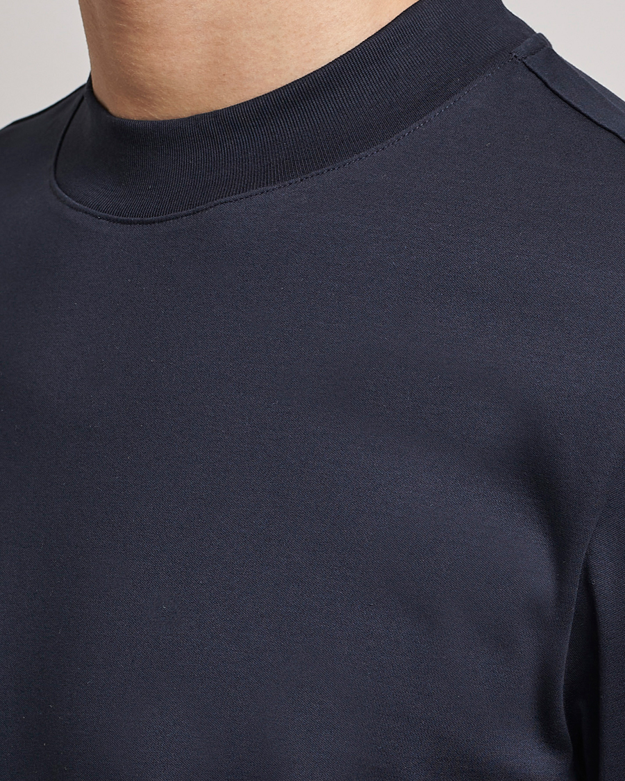 Mies | T-paidat | J.Lindeberg | Ace Mock Neck Mercerized Cotton T-Shirt Navy