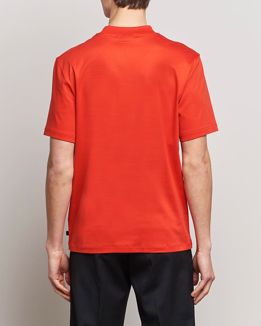 Mies | T-paidat | J.Lindeberg | Ace Mock Neck Mercerized Cotton T-Shirt Fiery Red