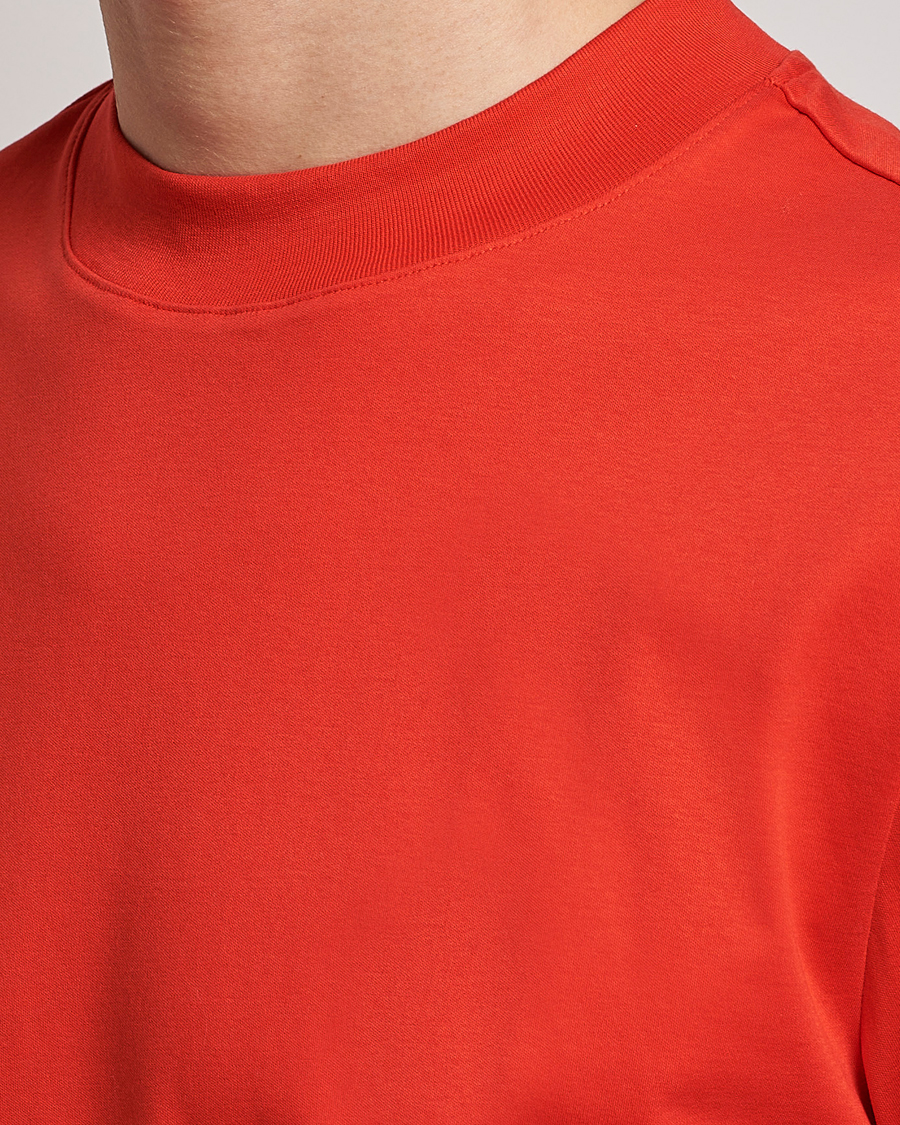 Mies | T-paidat | J.Lindeberg | Ace Mock Neck Mercerized Cotton T-Shirt Fiery Red