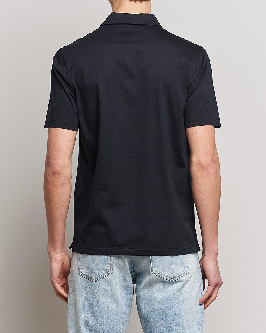 Mies | Pikeet | J.Lindeberg | Asher Zip Mercerized Cotton Polo Black