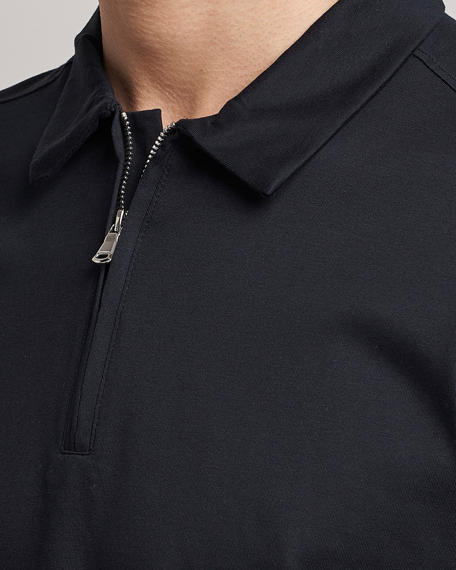 Mies | Pikeet | J.Lindeberg | Asher Zip Mercerized Cotton Polo Black
