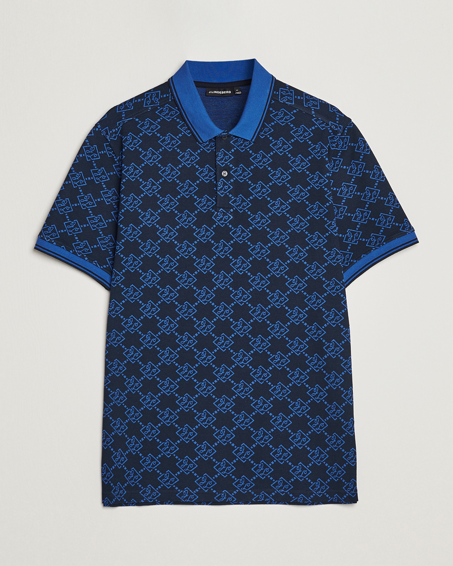 Mies | Pikeet | J.Lindeberg | Deklan Organic Cotton Jacquard Polo Navy