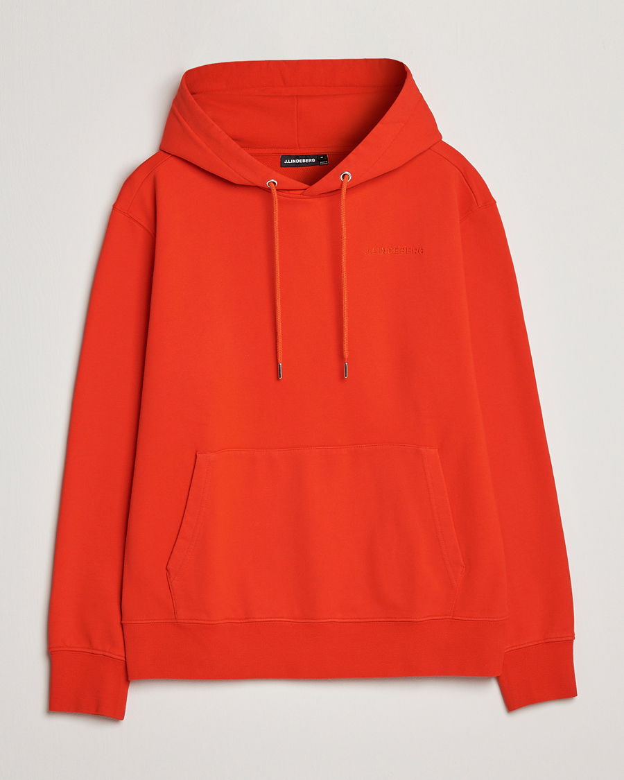 Mies | Puserot | J.Lindeberg | Chip Cotton Hoodie Fiery Red