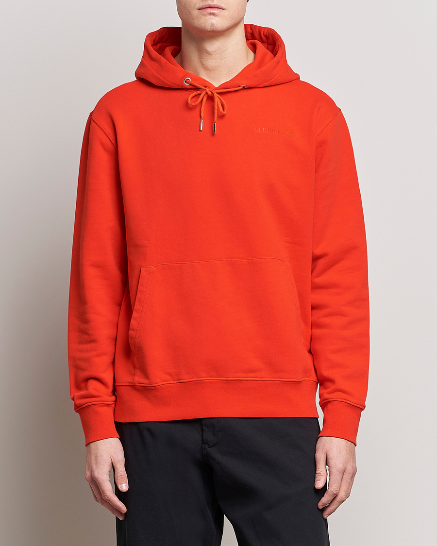 Mies |  | J.Lindeberg | Chip Cotton Hoodie Fiery Red