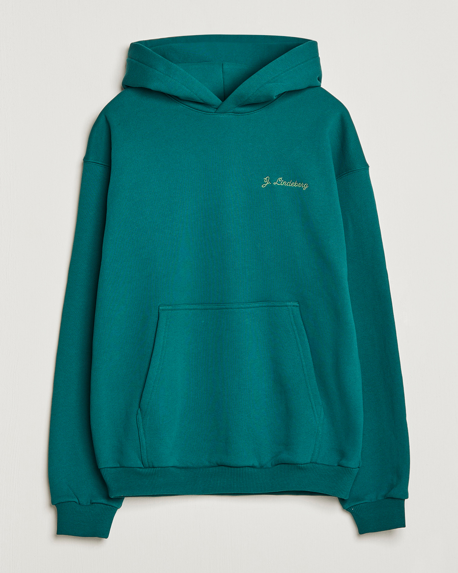 Mies | Puserot | J.Lindeberg | Karson Graphic Organic Cotton Hoodie Rain Forest