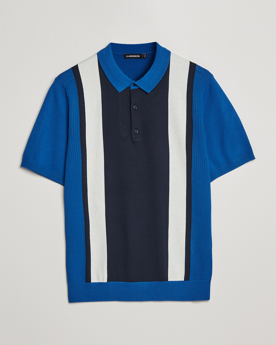 Mies | Pikeet | J.Lindeberg | Rey Stripe Knitted Polo Navy