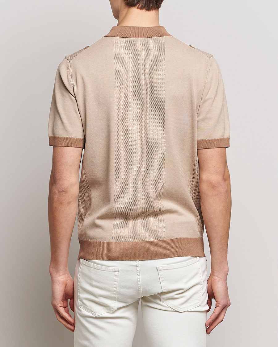 Mies | Pikeet | J.Lindeberg | Rey Stripe Knitted Polo Tiger Brown