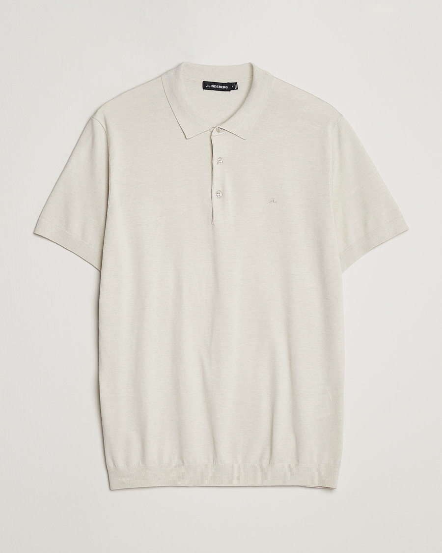 Mies | Pikeet | J.Lindeberg | Ridge Rayon Silk Polo Light Grey Melange