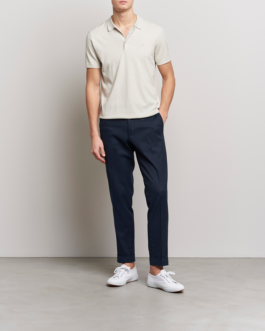 Mies | Pikeet | J.Lindeberg | Ridge Rayon Silk Polo Light Grey Melange