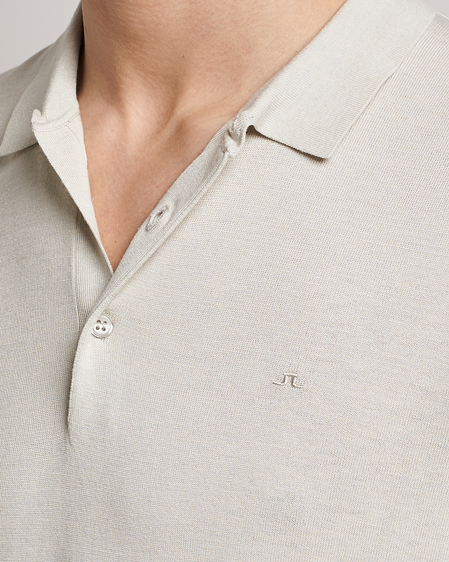 Mies | Pikeet | J.Lindeberg | Ridge Rayon Silk Polo Light Grey Melange