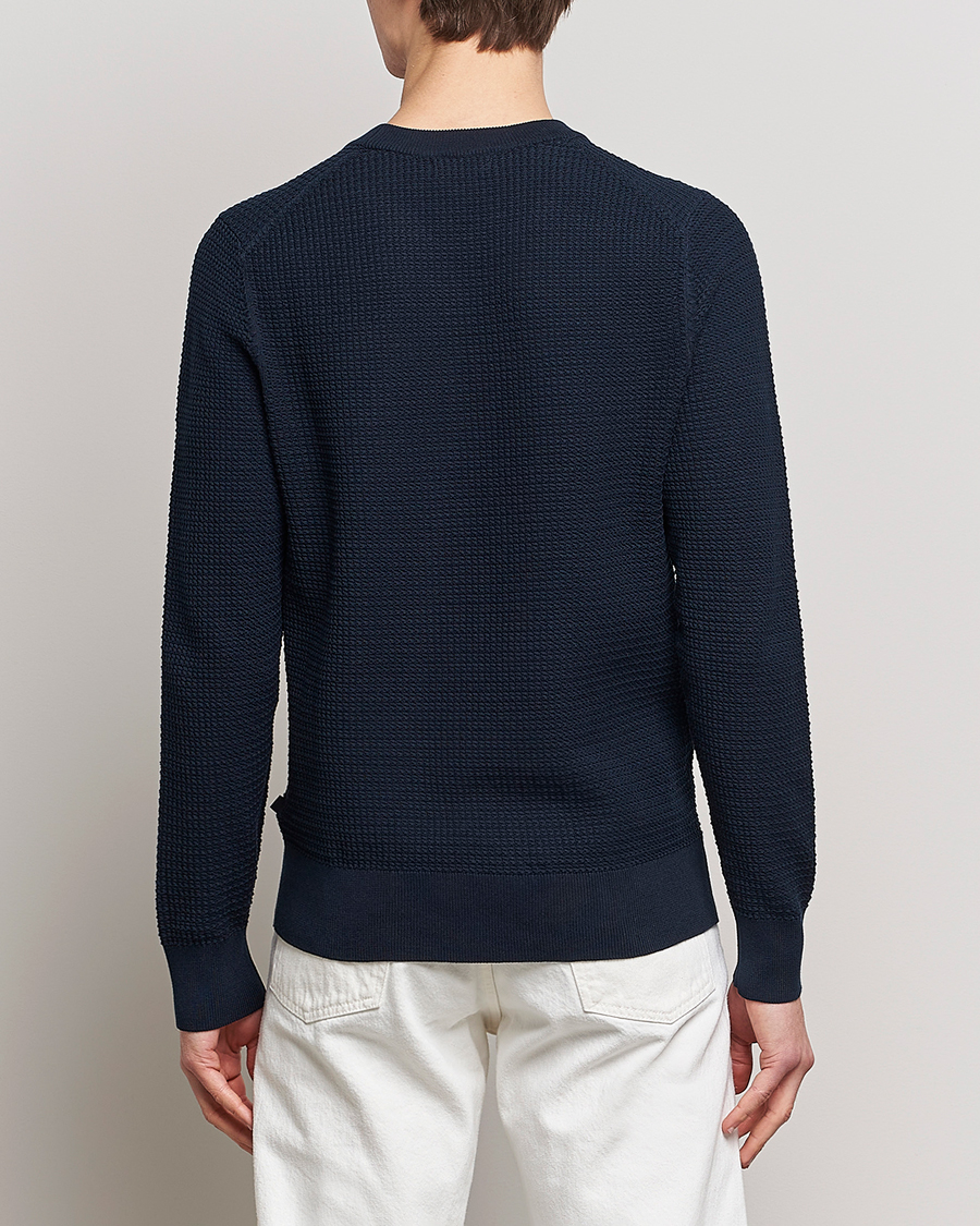 Mies | Puserot | J.Lindeberg | Arthur Structure Organic Cotton Crew Neck Navy