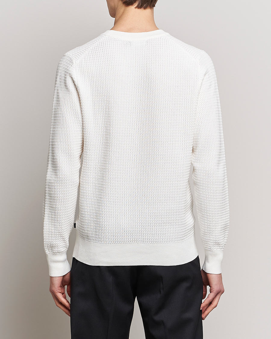 Mies | Puserot | J.Lindeberg | Arthur Structure Organic Cotton Crew Neck Cloud White
