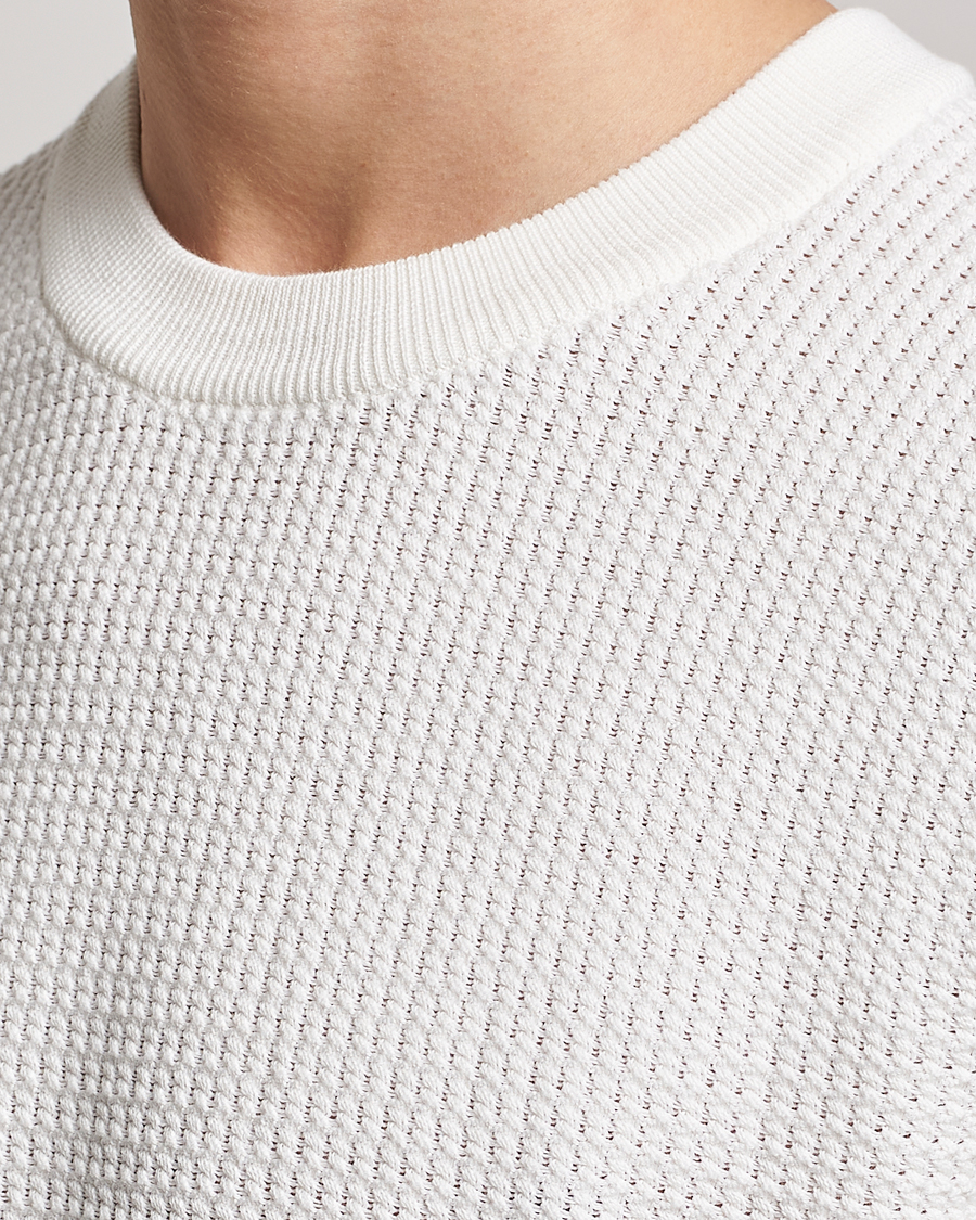 Mies | Puserot | J.Lindeberg | Arthur Structure Organic Cotton Crew Neck Cloud White